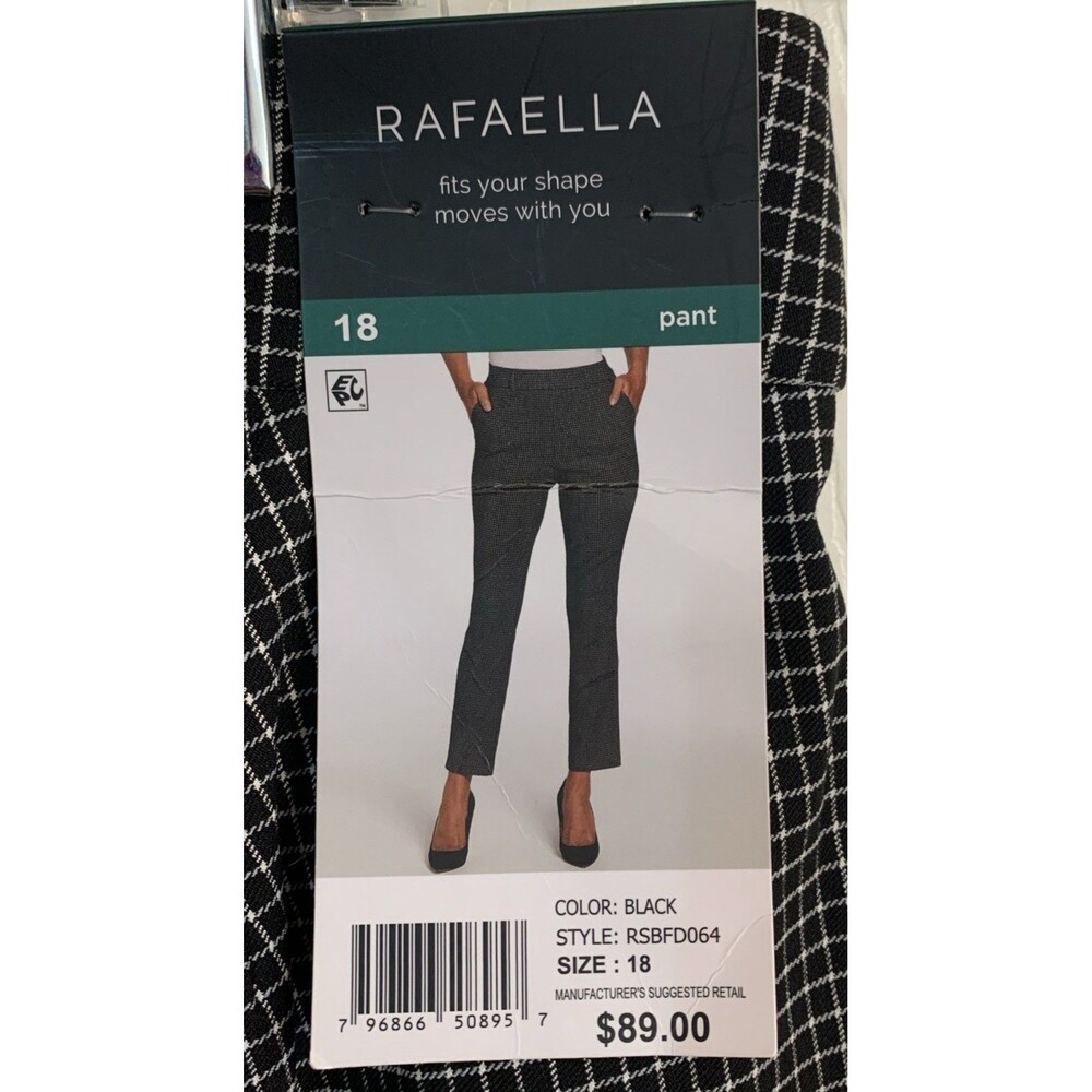 Rafaella Trousers Pants Womens 18 Black White Pull On Stretch Comfort Costal